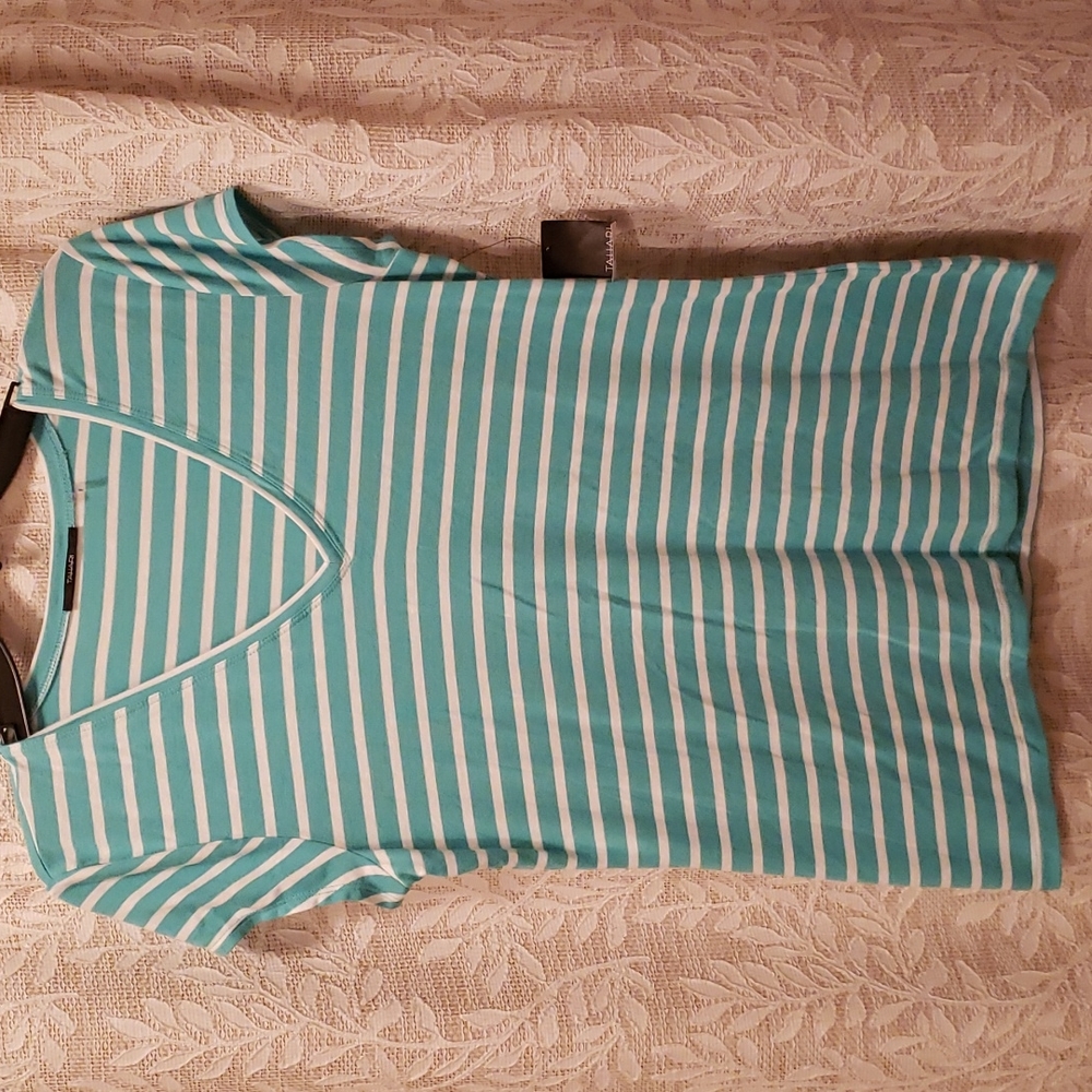 Tahari Blouse, L, Aqua White